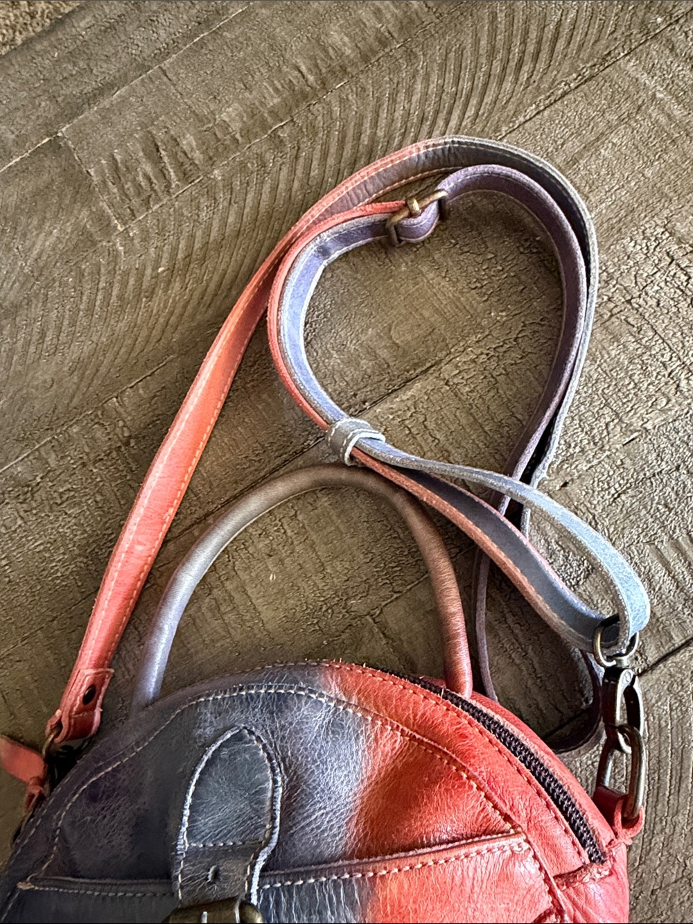 Bed Stu Cotton Candy Tie Dye Leather Arenfield crossbody bag - Picture 9 of 12